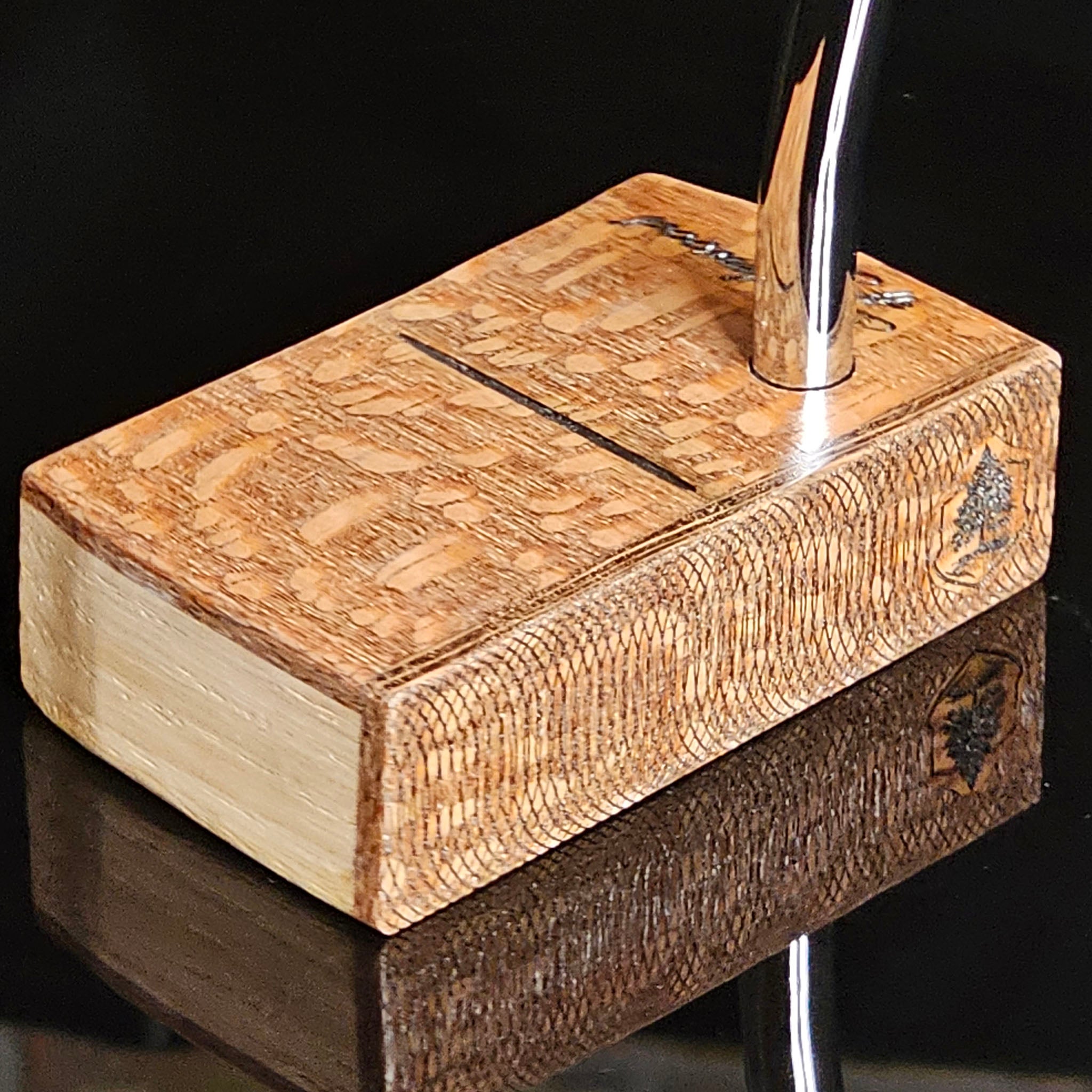 Lacewood top and face plate putter with hard Red Oak body