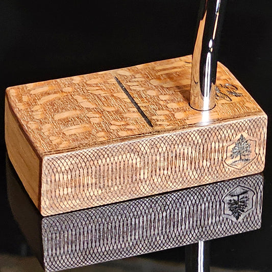 Lacewood top and face plate putter with hard Red Oak body
