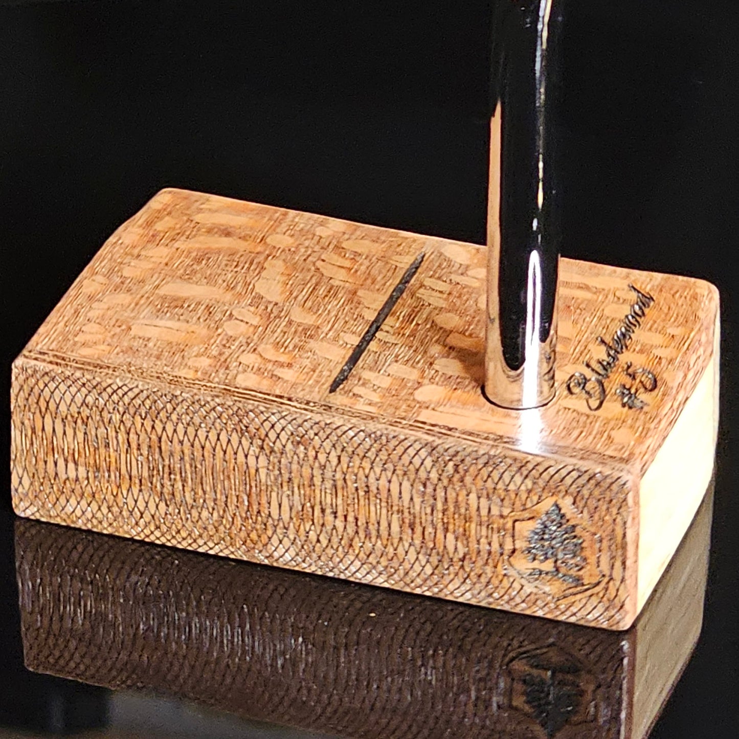 Lacewood top and face plate putter with hard Red Oak body