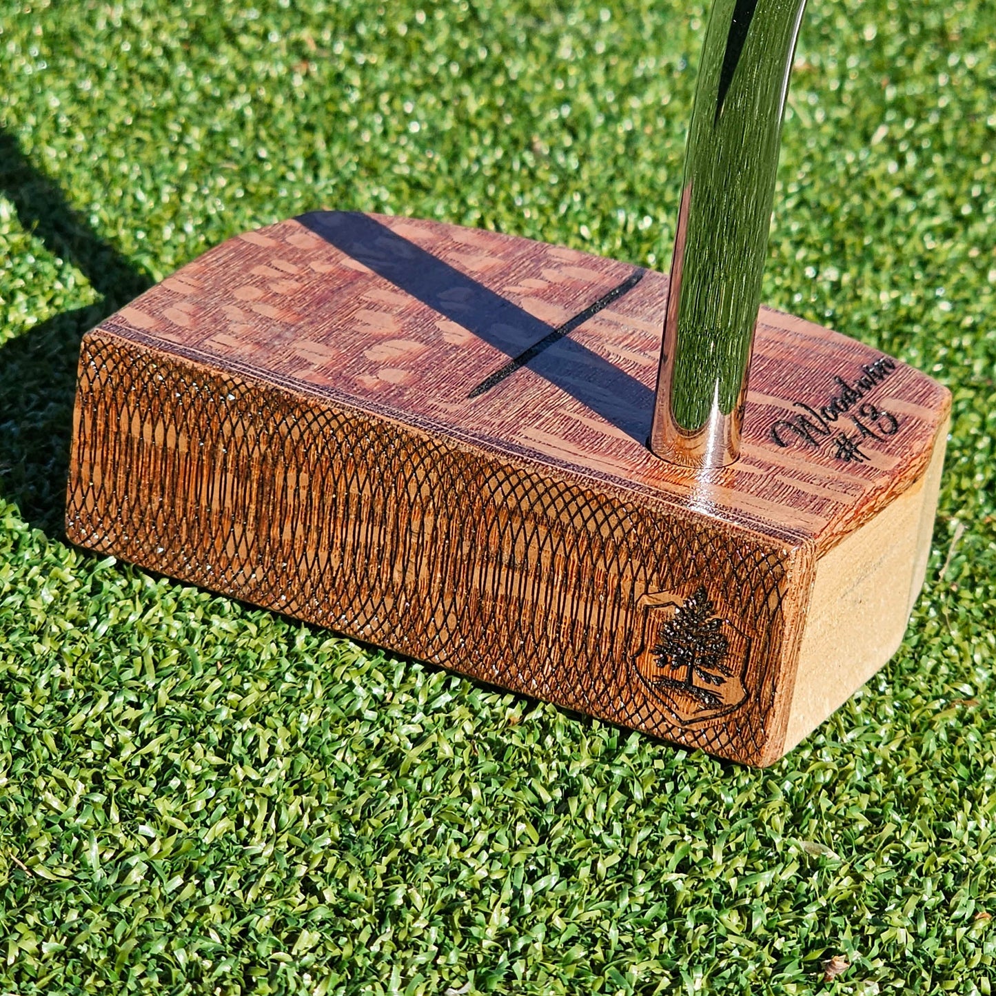 Lacewood top and faceplate putter with charactered Maple body