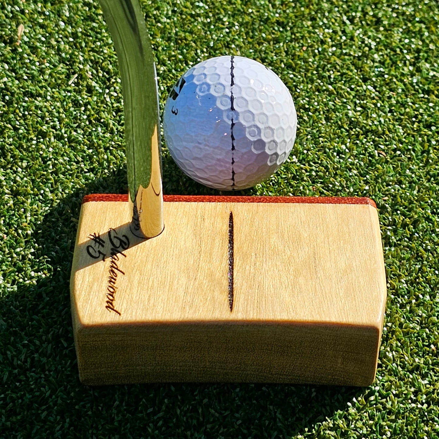 Yellowheart wood body putter with Padauk wood face