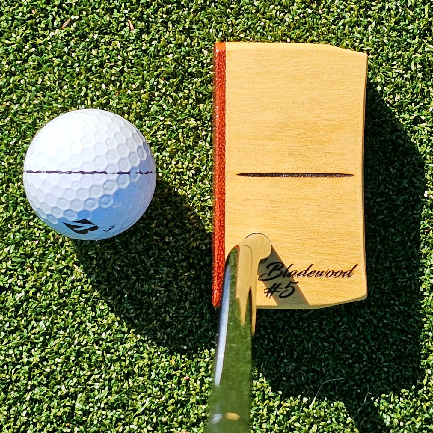 Yellowheart wood body putter with Padauk wood face