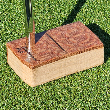 Lacewood top and face plate putter with hard Red Oak body