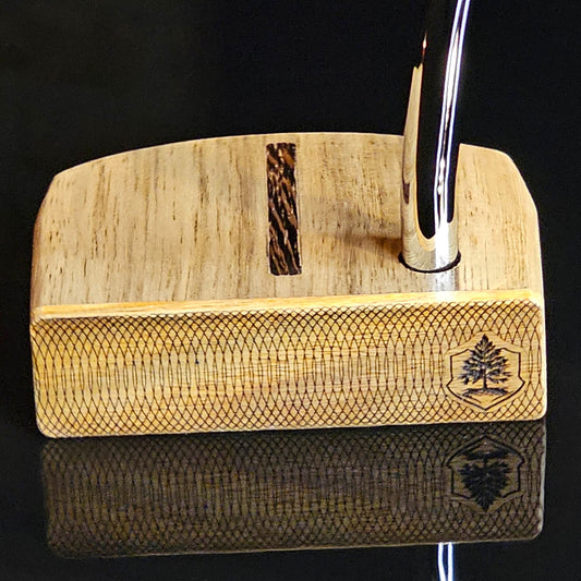 Black Limba and Hard Red Oak putter with clean line top alignment feature