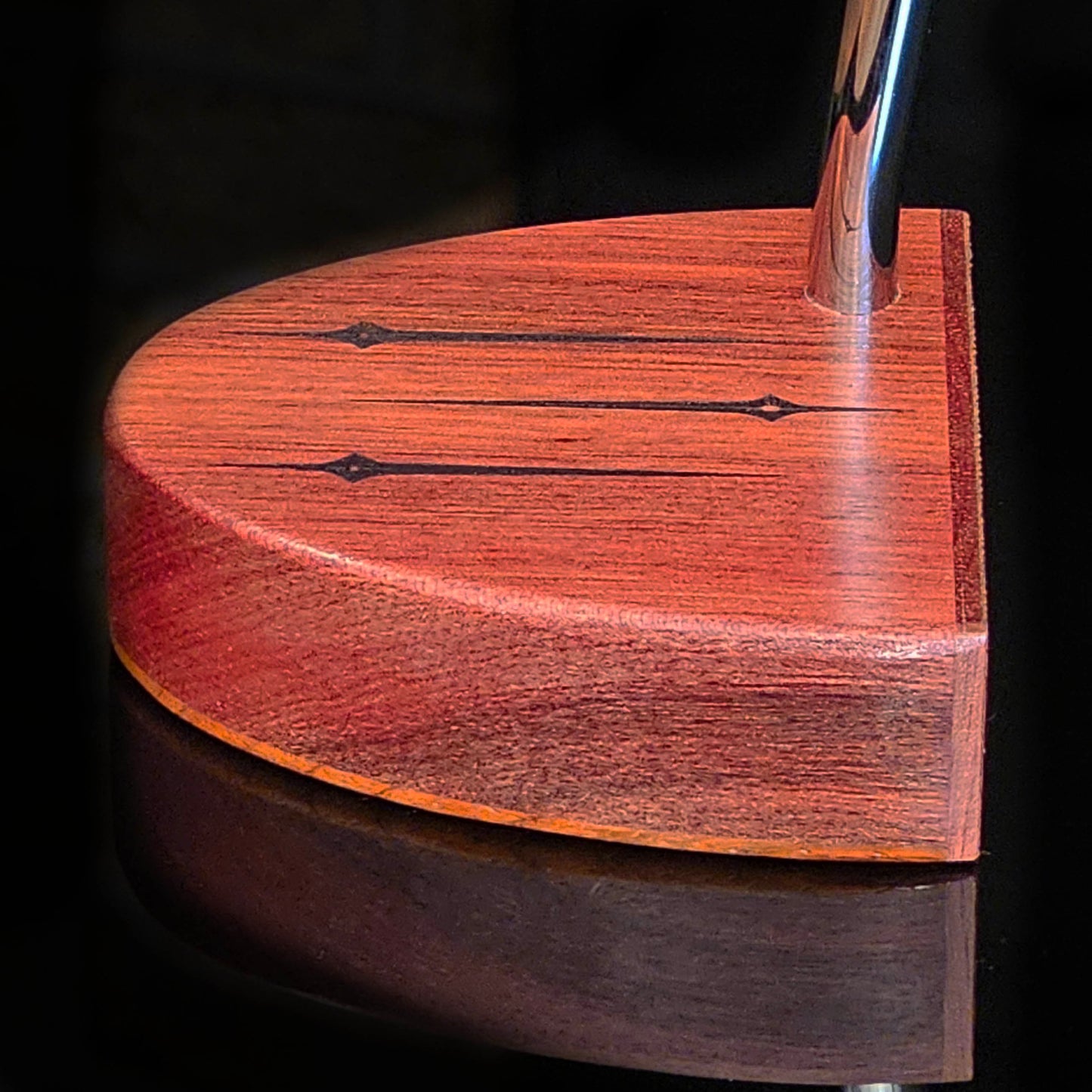 Paduak wood putter with Bloodwood base and face plate