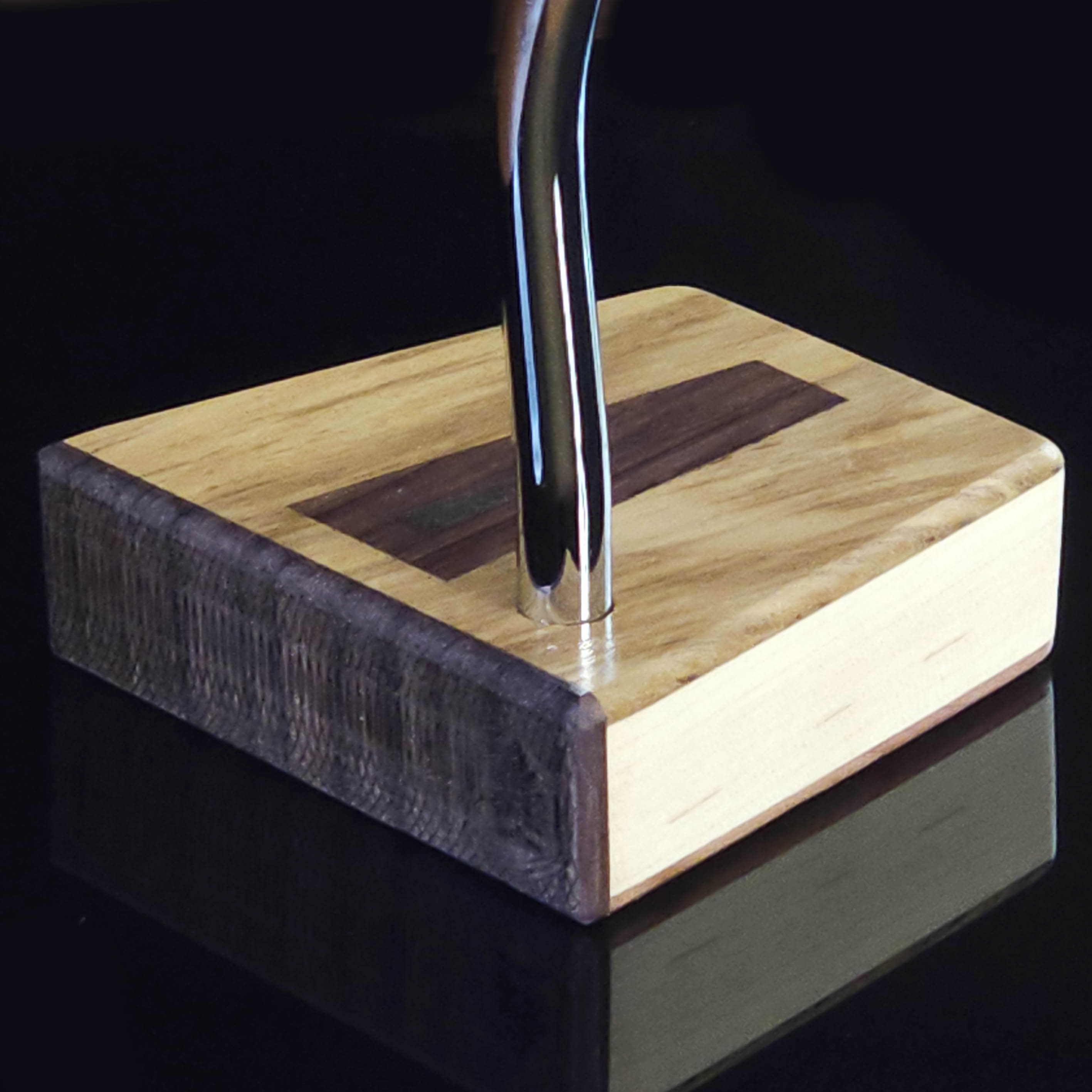 Teak putter with Hard Maple body  Bubinga faceplate and inlay - Timberwolf style