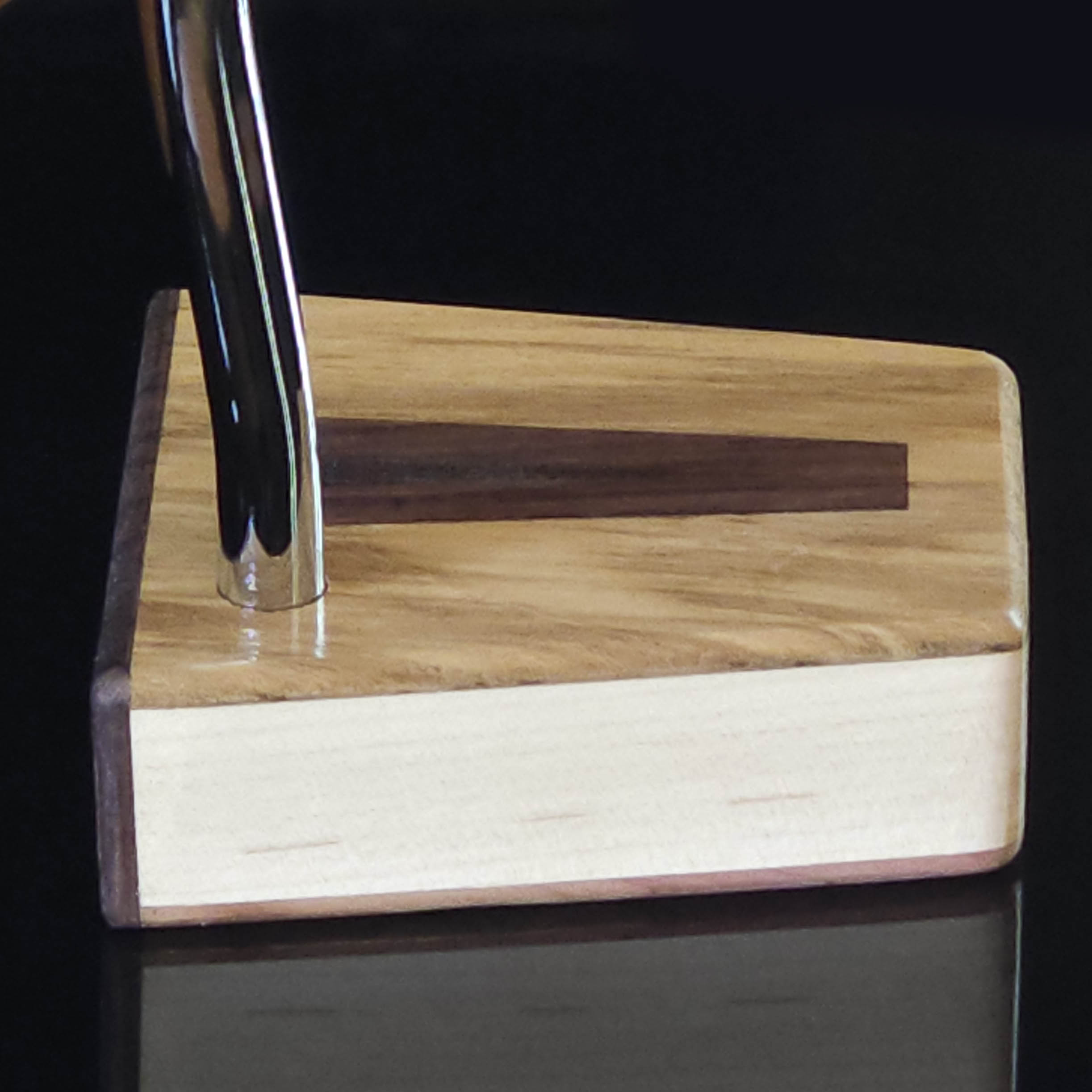 Teak putter with Hard Maple body  Bubinga faceplate and inlay - Timberwolf style