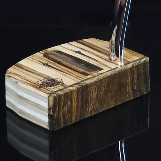 Zebrawood wood putter with Hard Maple, Red Oak and Butternut layered body
