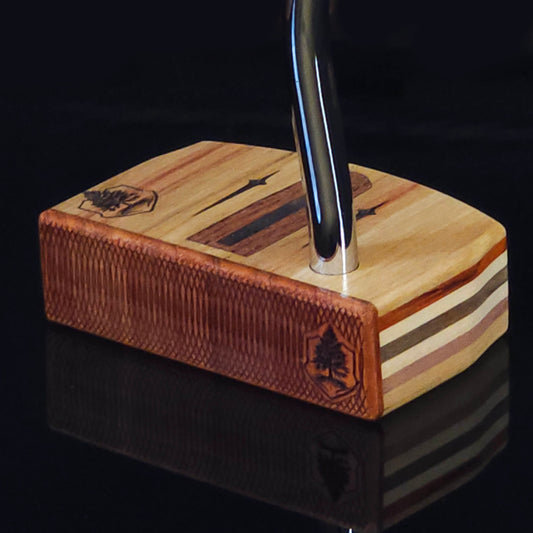 Canarywood putter with Padauk wood faceplate and multimaterial wood body