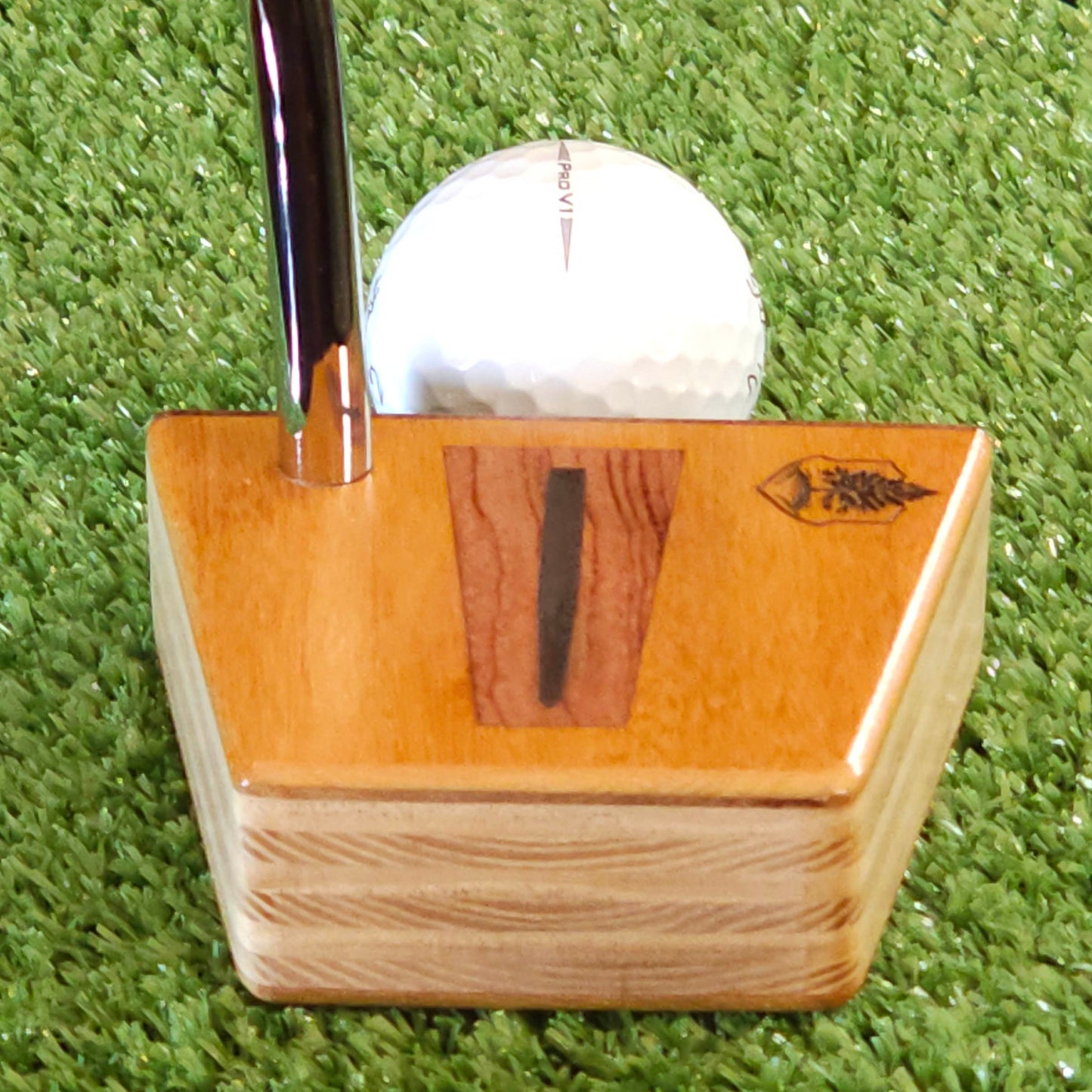 Chakte Viga wood putter, Chechen faceplate with Red Oak and Hard Maple body