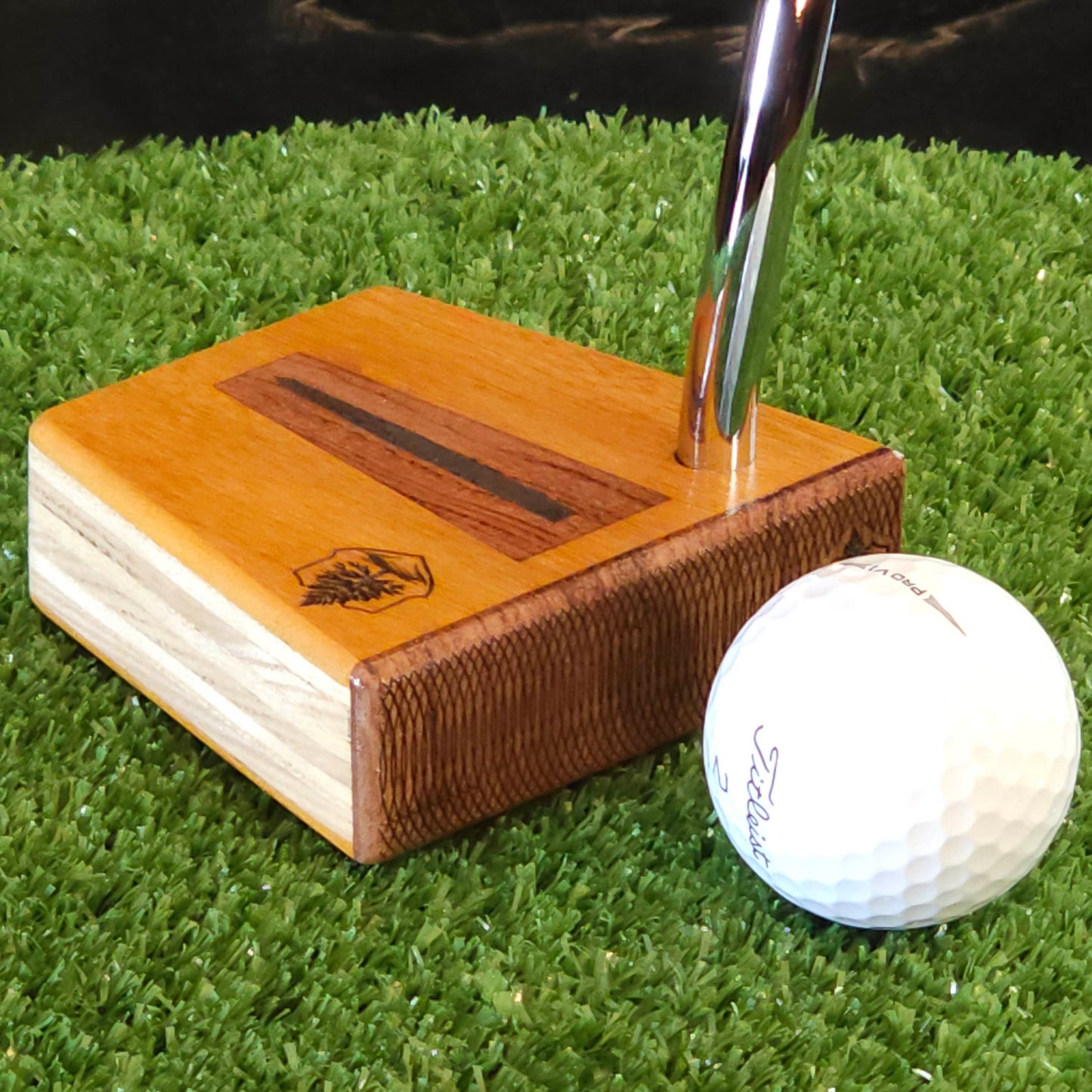 Chakte Viga wood putter, Chechen faceplate with Red Oak and Hard Maple body