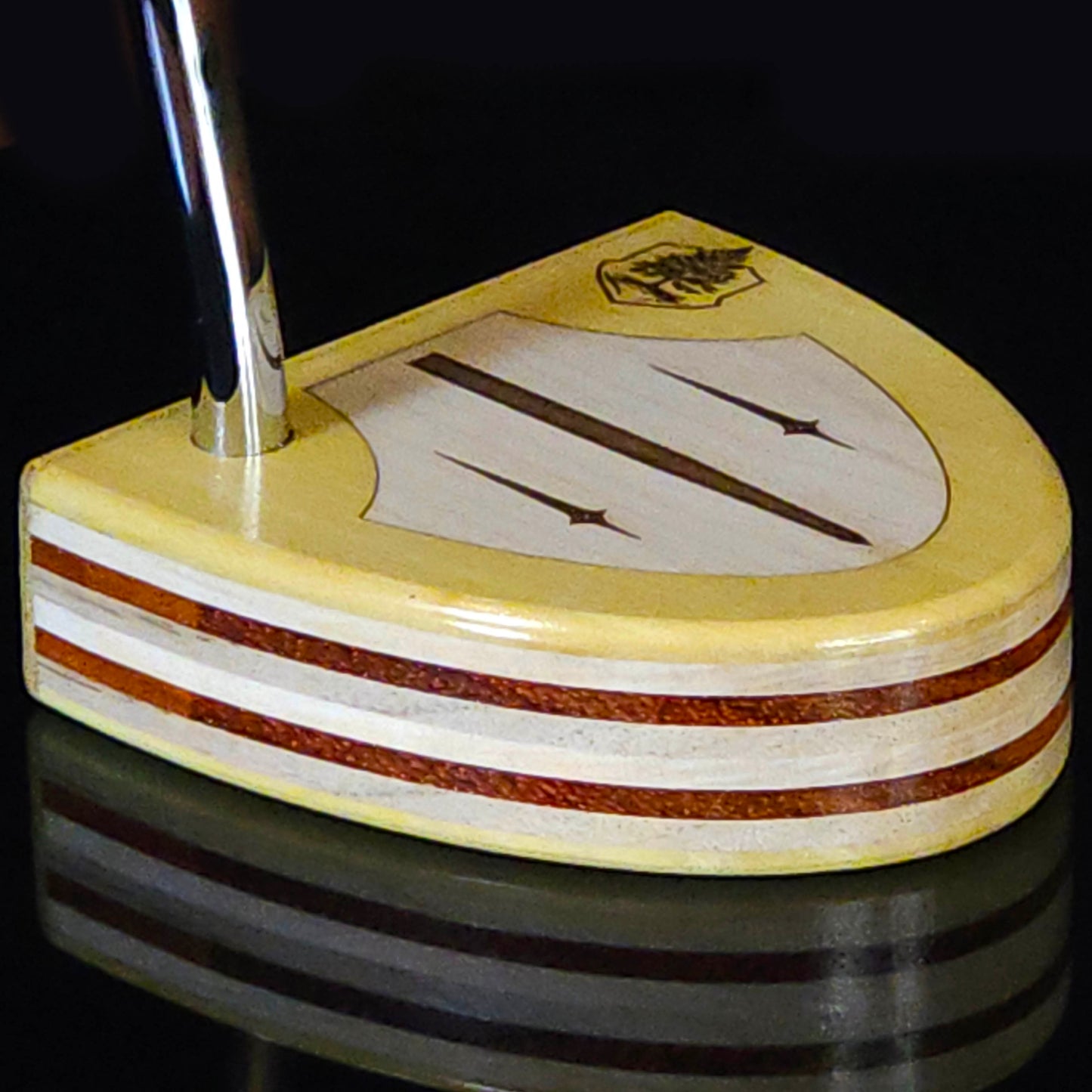 Yellowheart wood putter with various layered wood body