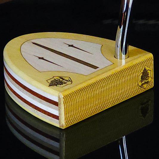 Yellowheart wood putter with various layered wood body