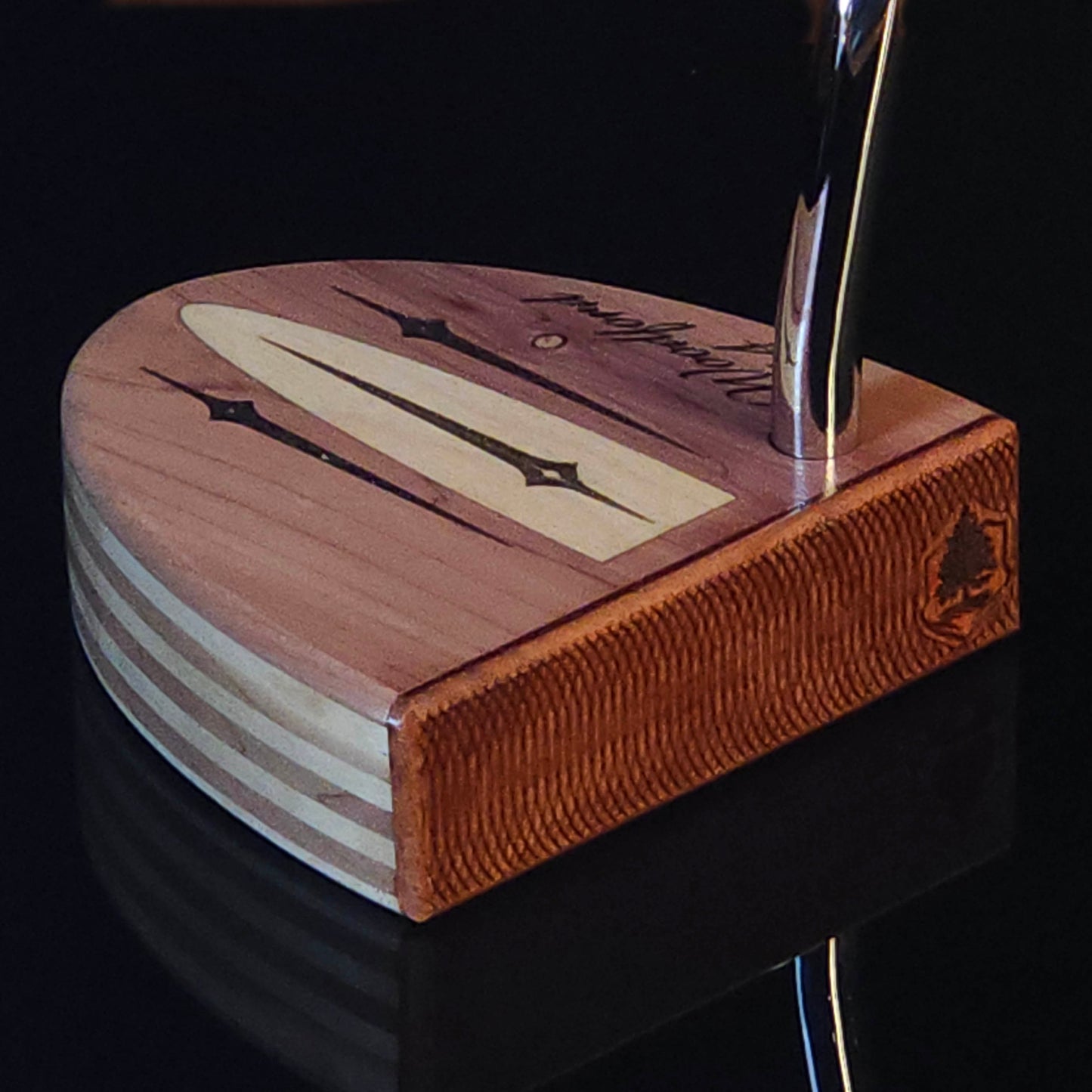 Red Cedar and Hard Maple wood putter with wood plied body and Padauk face