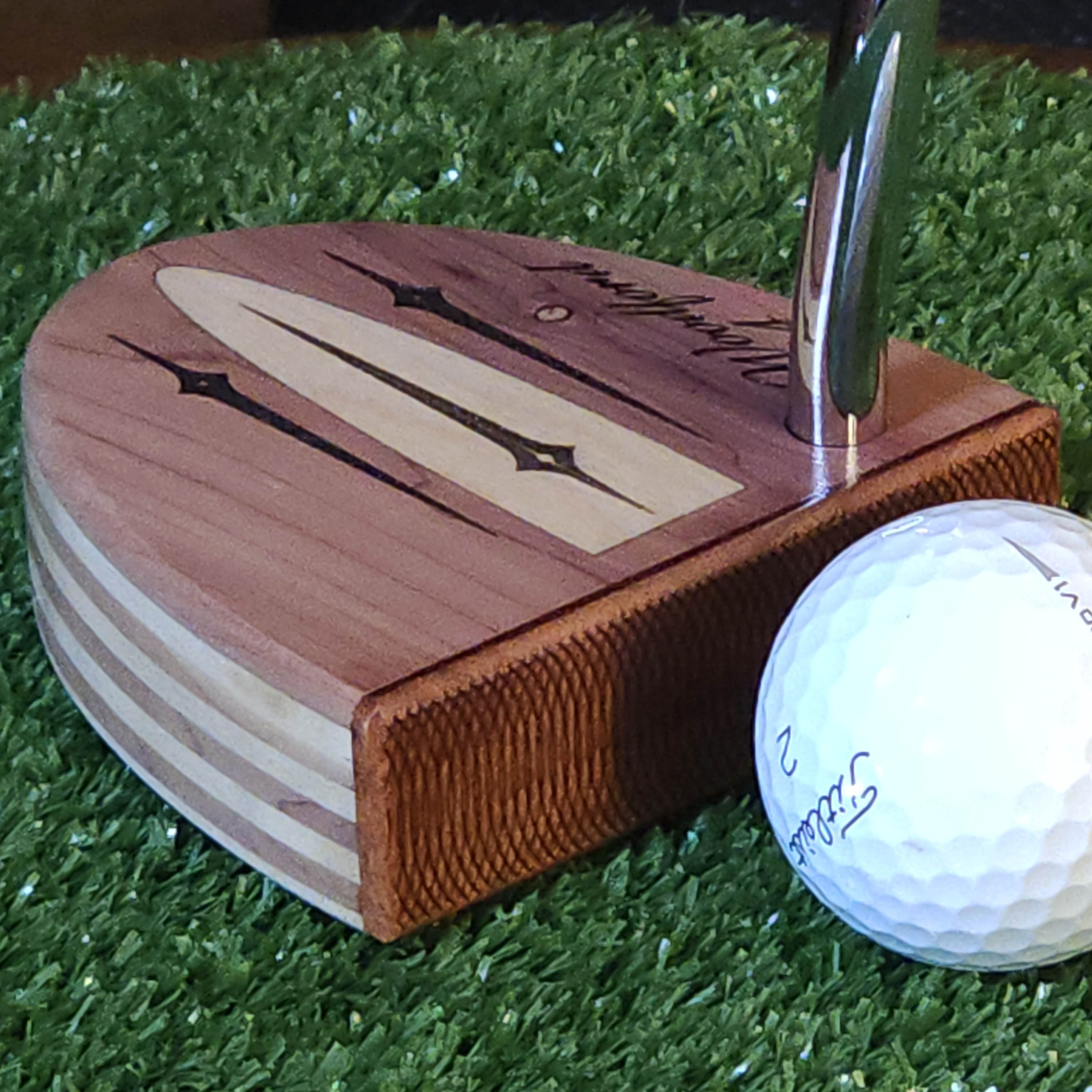 Red Cedar and Hard Maple wood putter with wood plied body and Padauk face