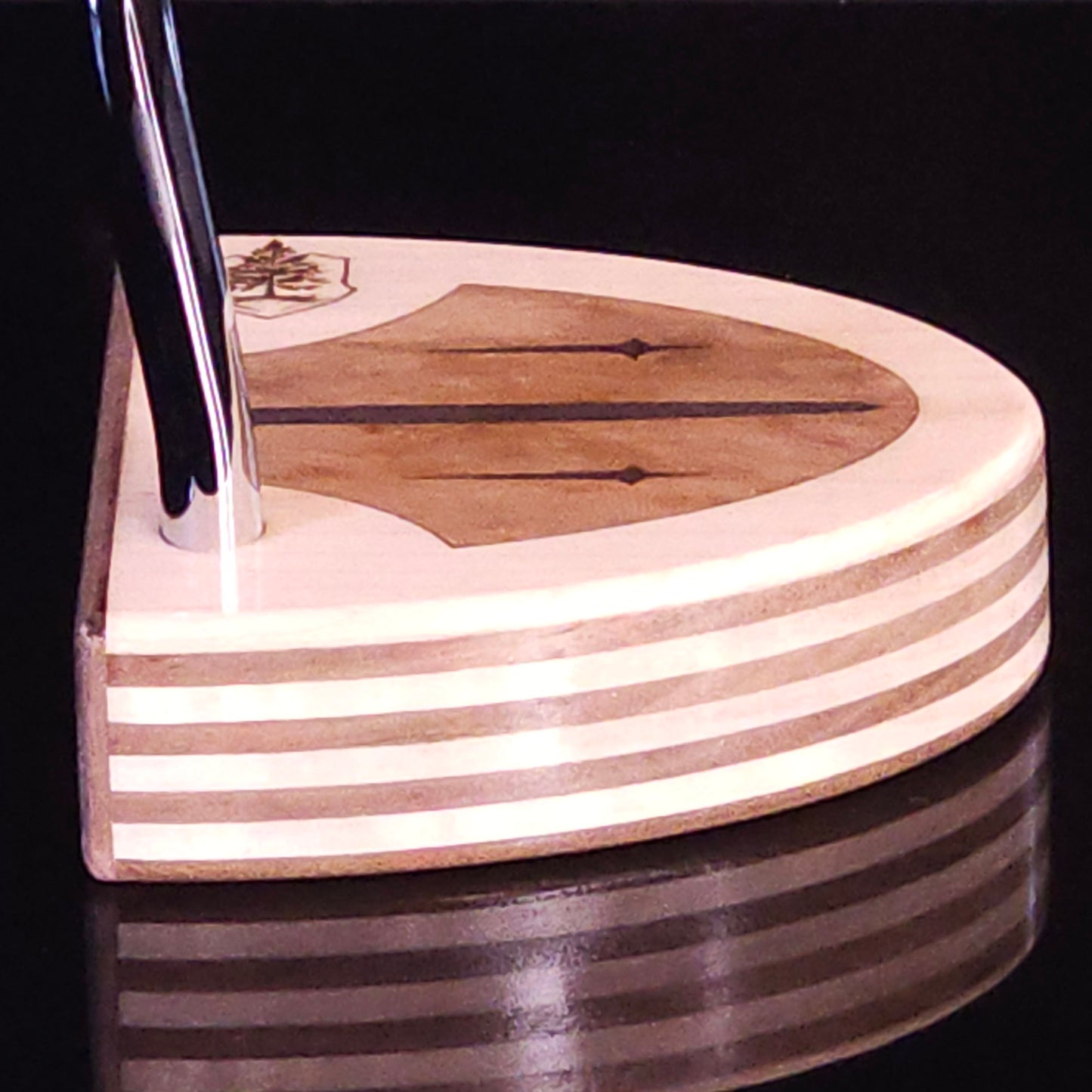 Walnut and Hard maple Woodford putter with Walnut wood faceplate and inlay