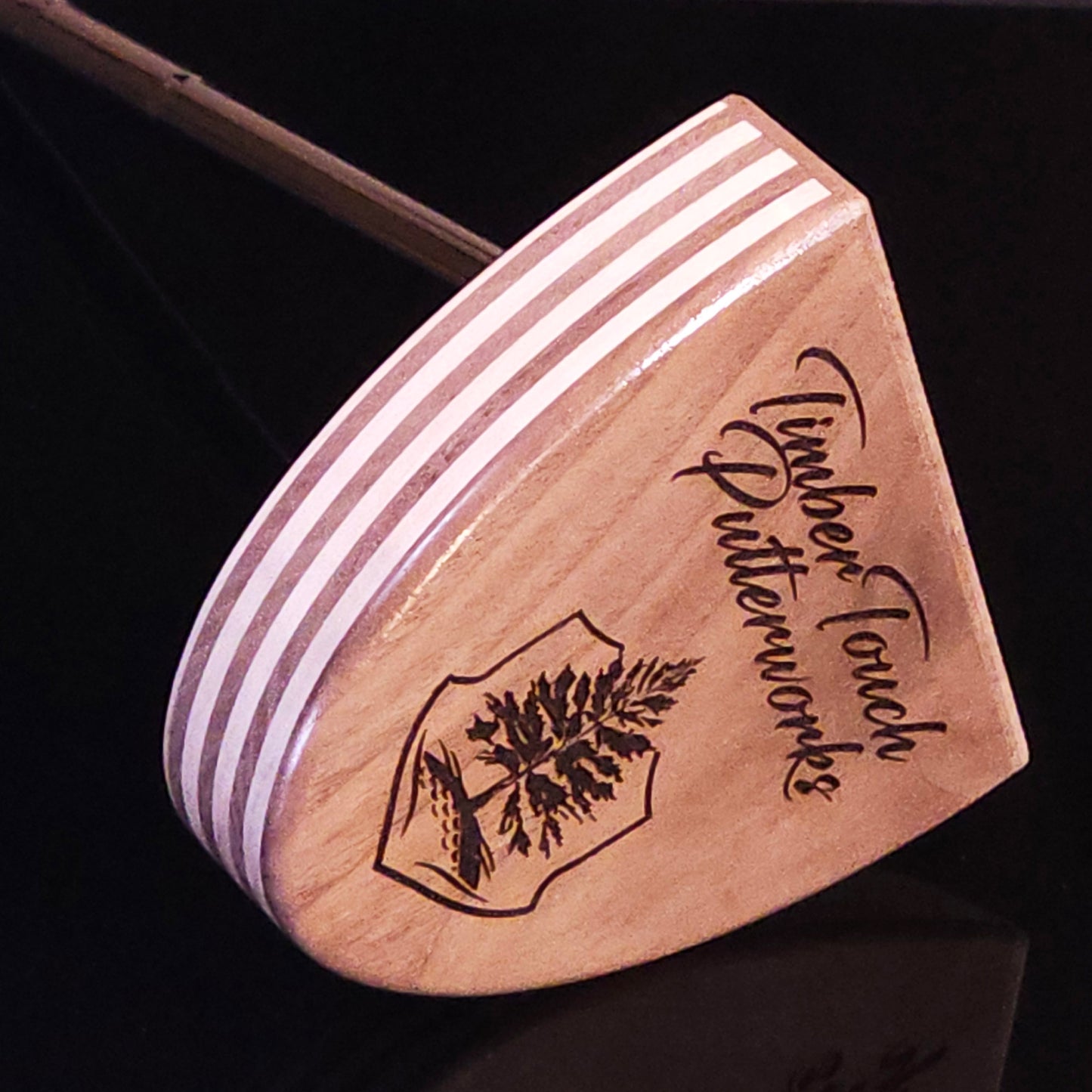 Walnut and Hard maple Woodford putter with Walnut wood faceplate and inlay