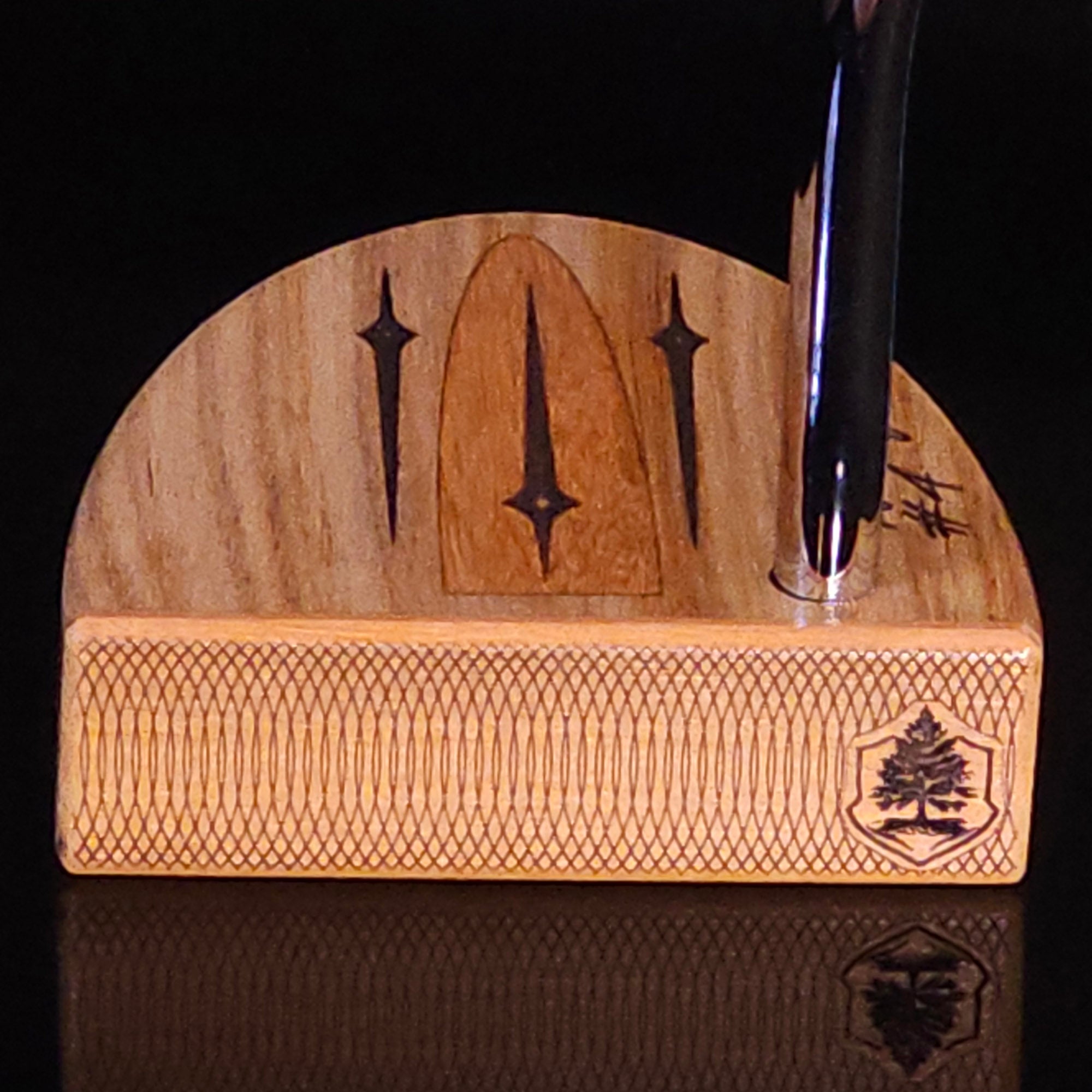 Teak and Walnut putter with Chakte Viga inlay and faceplate