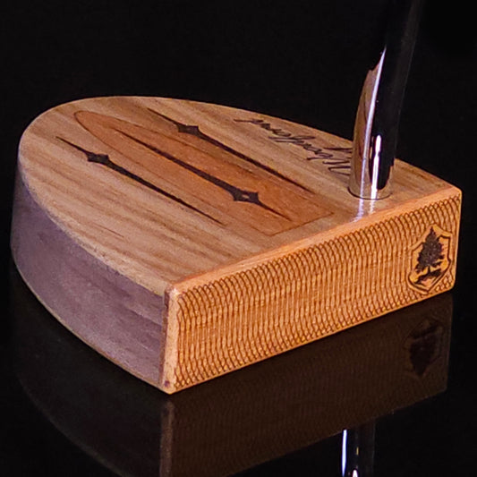 Teak and Walnut putter with Chakte Viga inlay and faceplate
