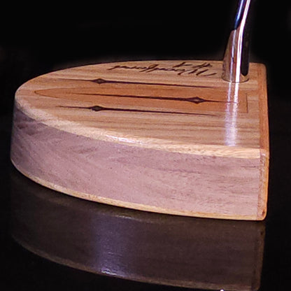 Teak and Walnut putter with Chakte Viga inlay and faceplate