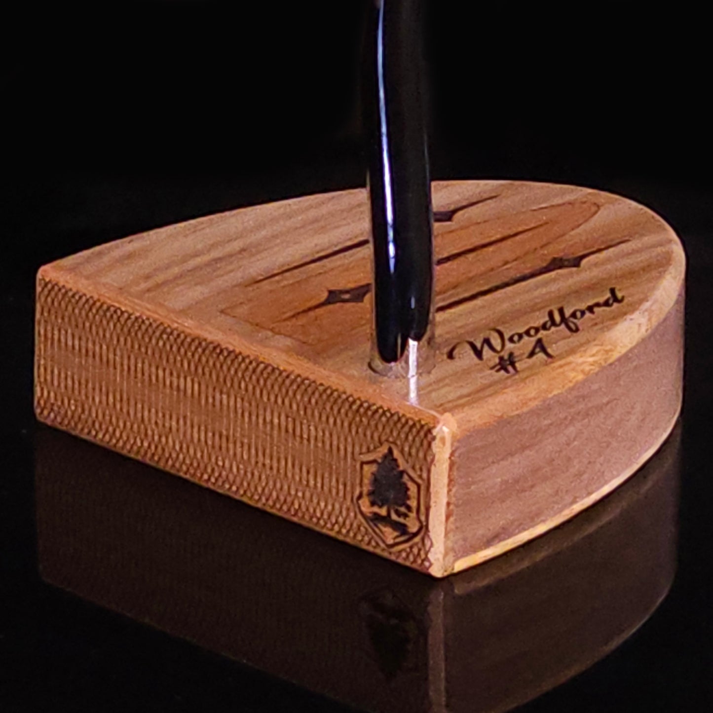 Teak and Walnut putter with Chakte Viga inlay and faceplate