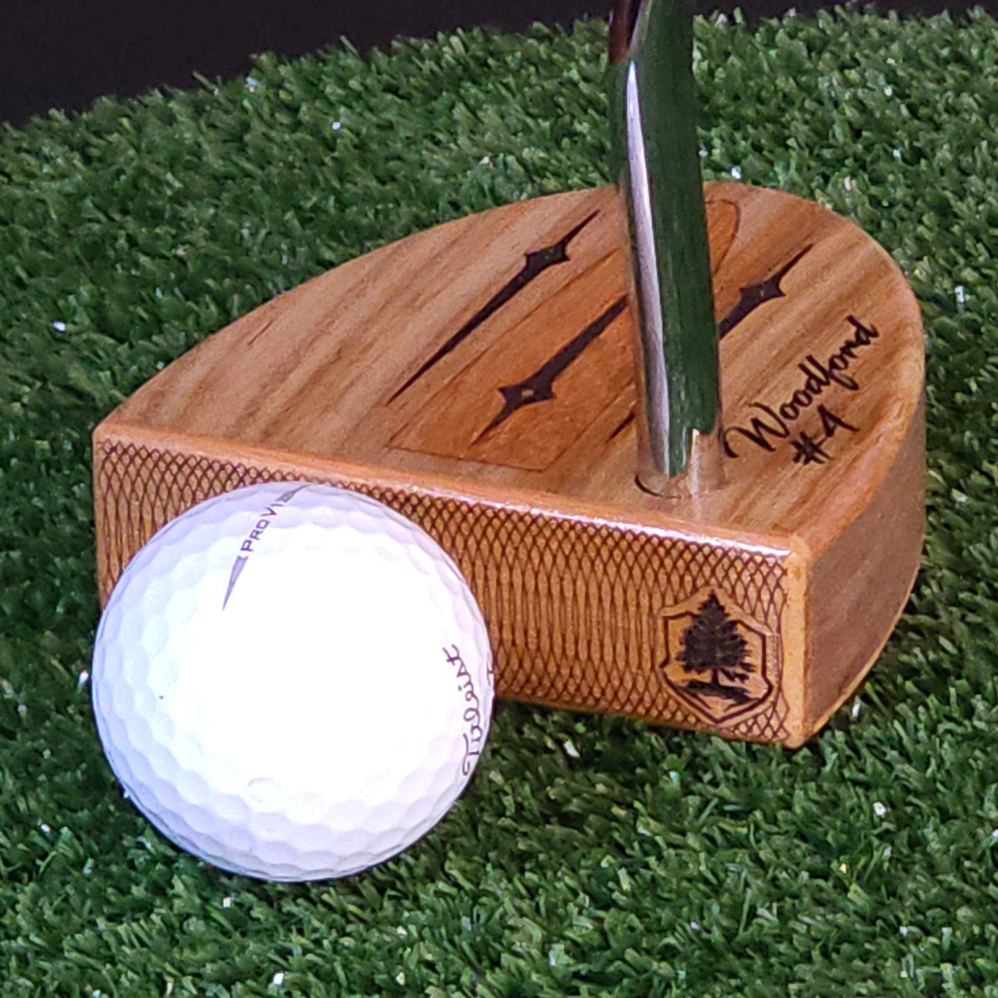 Teak and Walnut putter with Chakte Viga inlay and faceplate