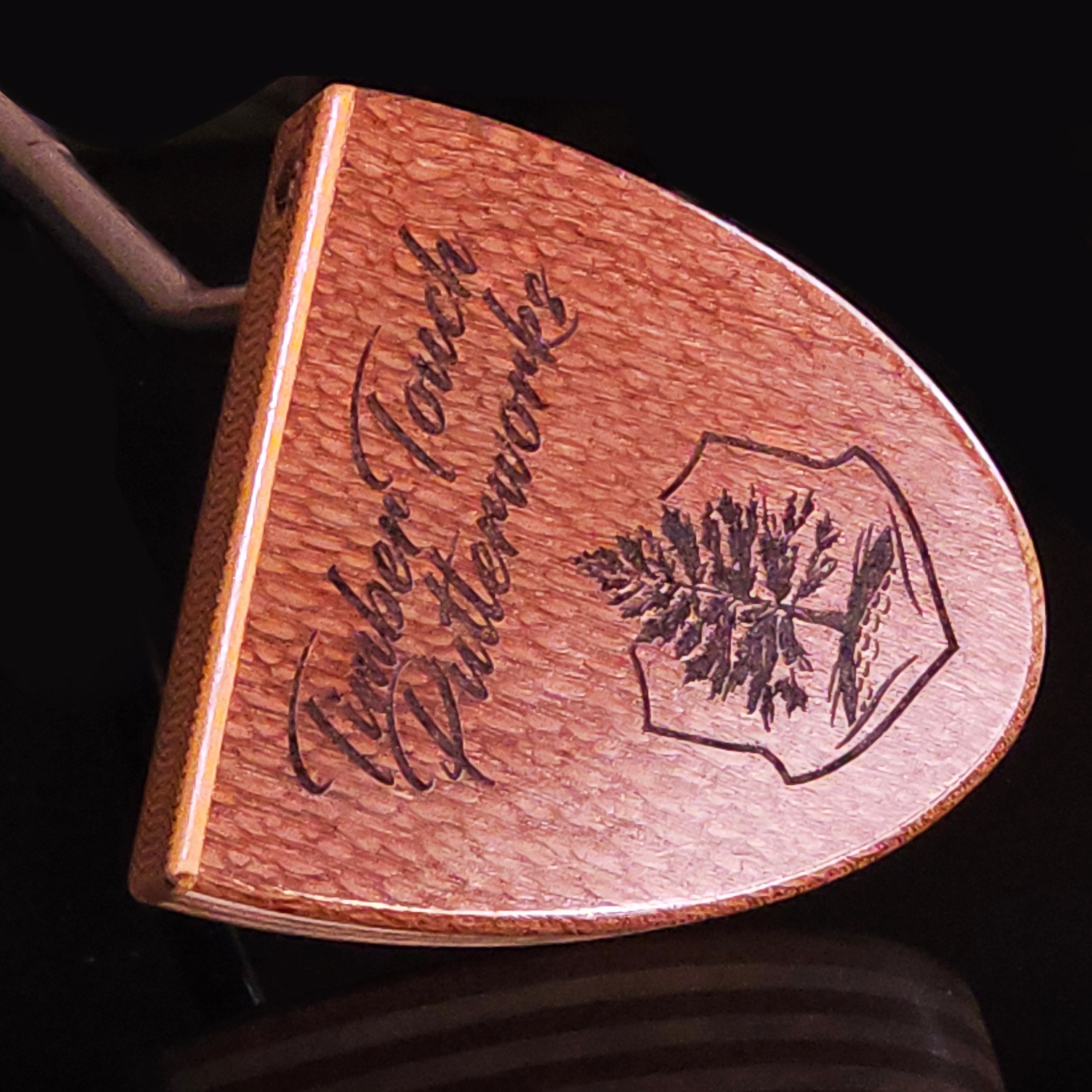 Lacewood putter with Chakte Viga wood inlay and faceplate