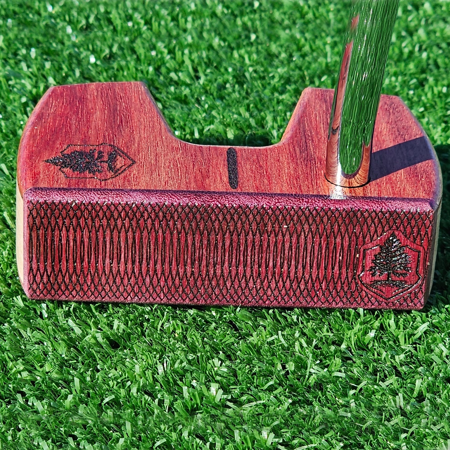 Bloodwood Maple and Purpleheart face Woodrich Regal wood putter