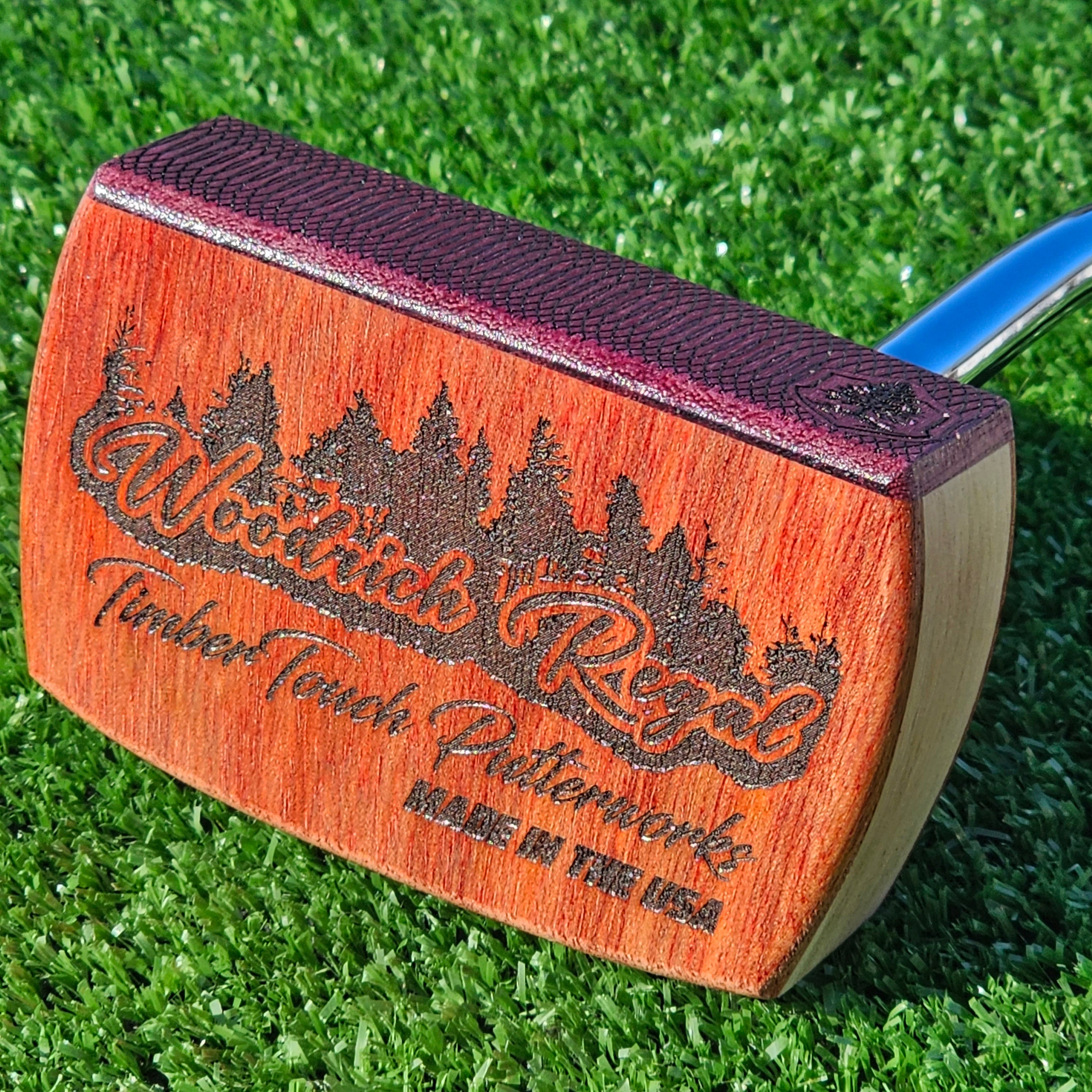 Bloodwood Maple and Purpleheart face Woodrich Regal wood putter