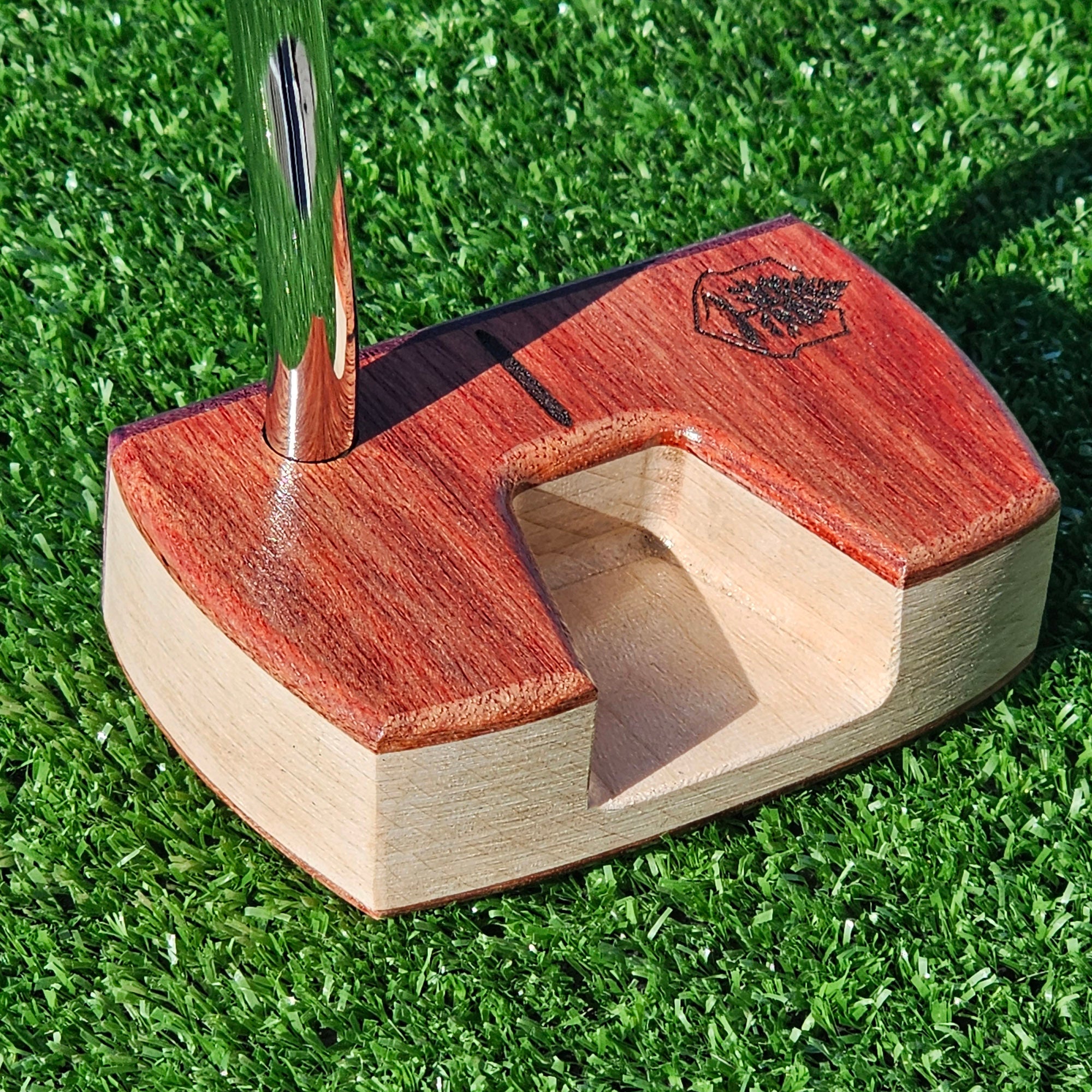 Bloodwood Maple and Purpleheart face Woodrich Regal wood putter