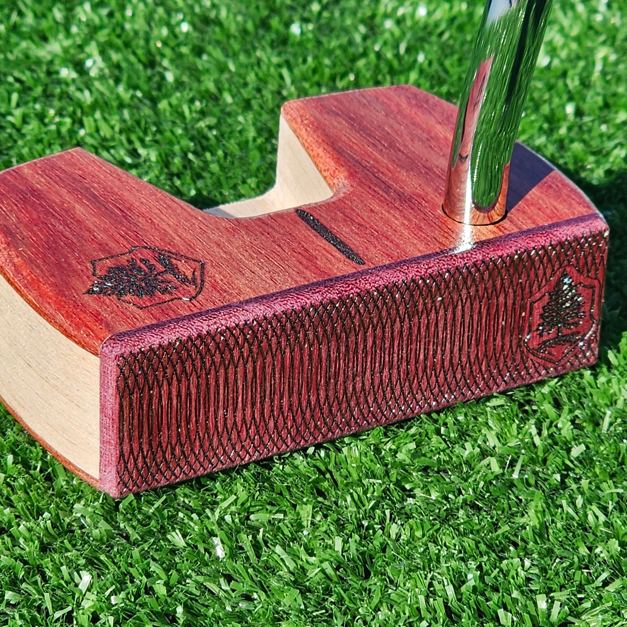 Bloodwood Maple and Purpleheart face Woodrich Regal wood putter