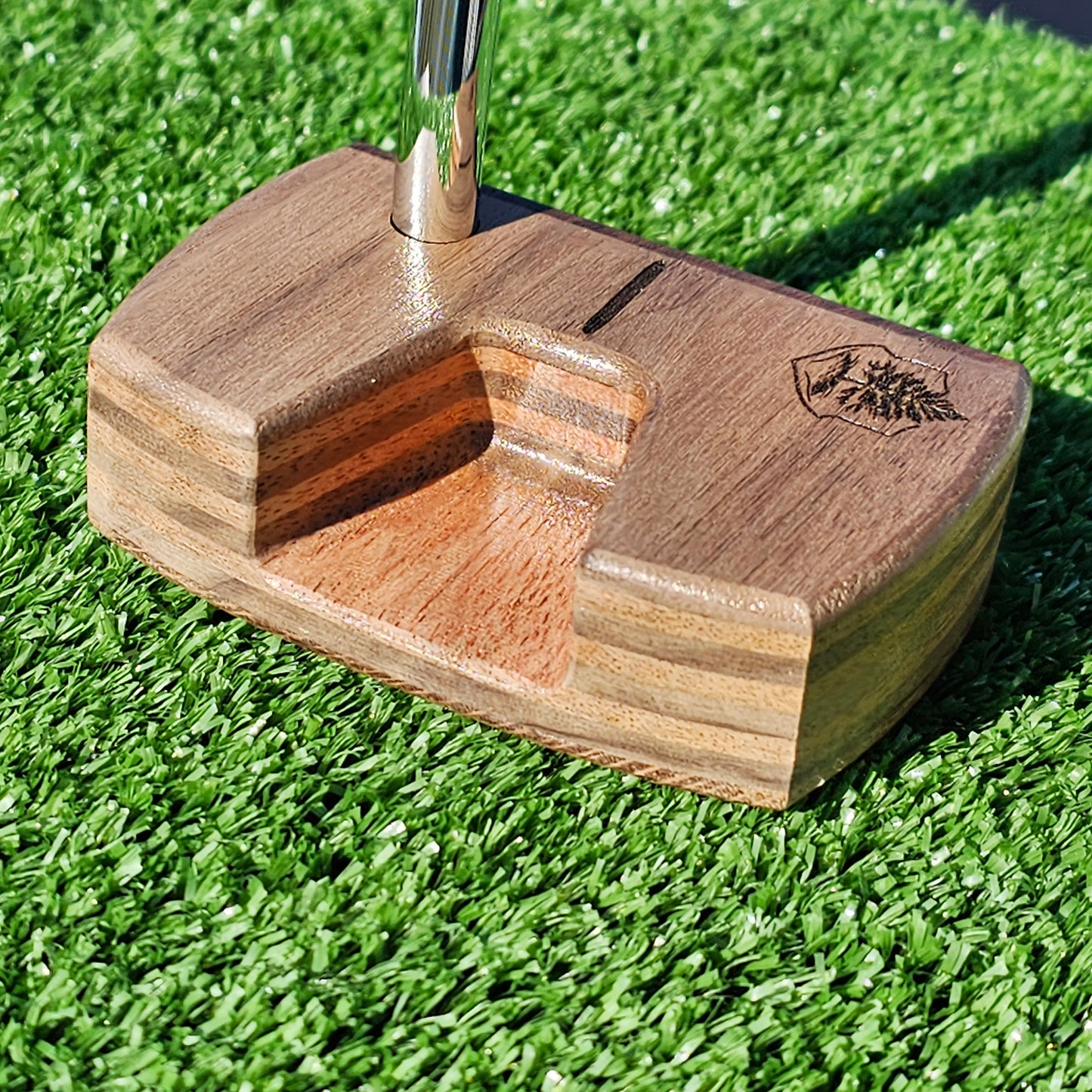 Walnut Bolivian Rosewood and Lacewood Woodrich Regal wood putter