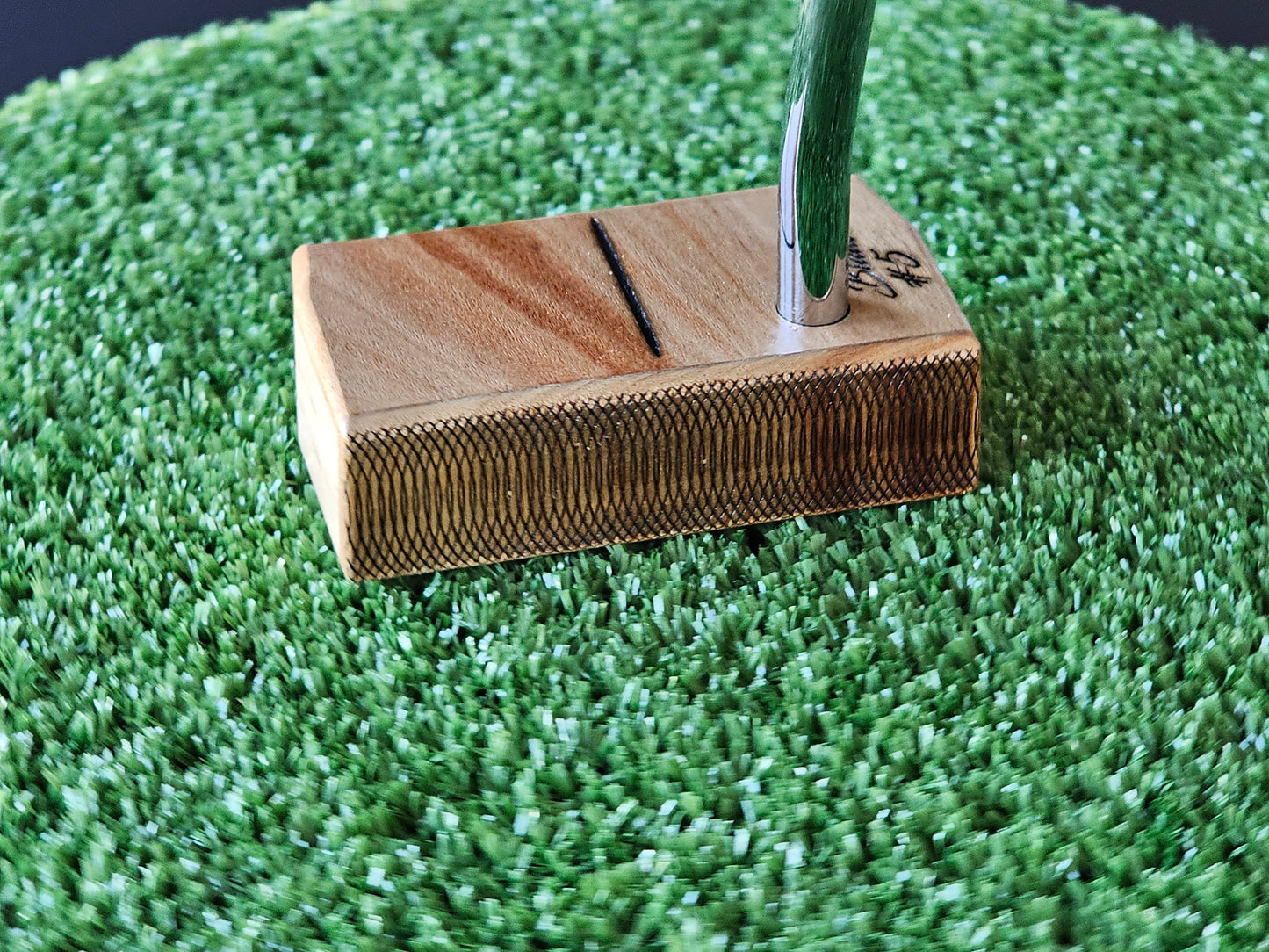 Canary wood top and faceplate putter with Hard Oak Body