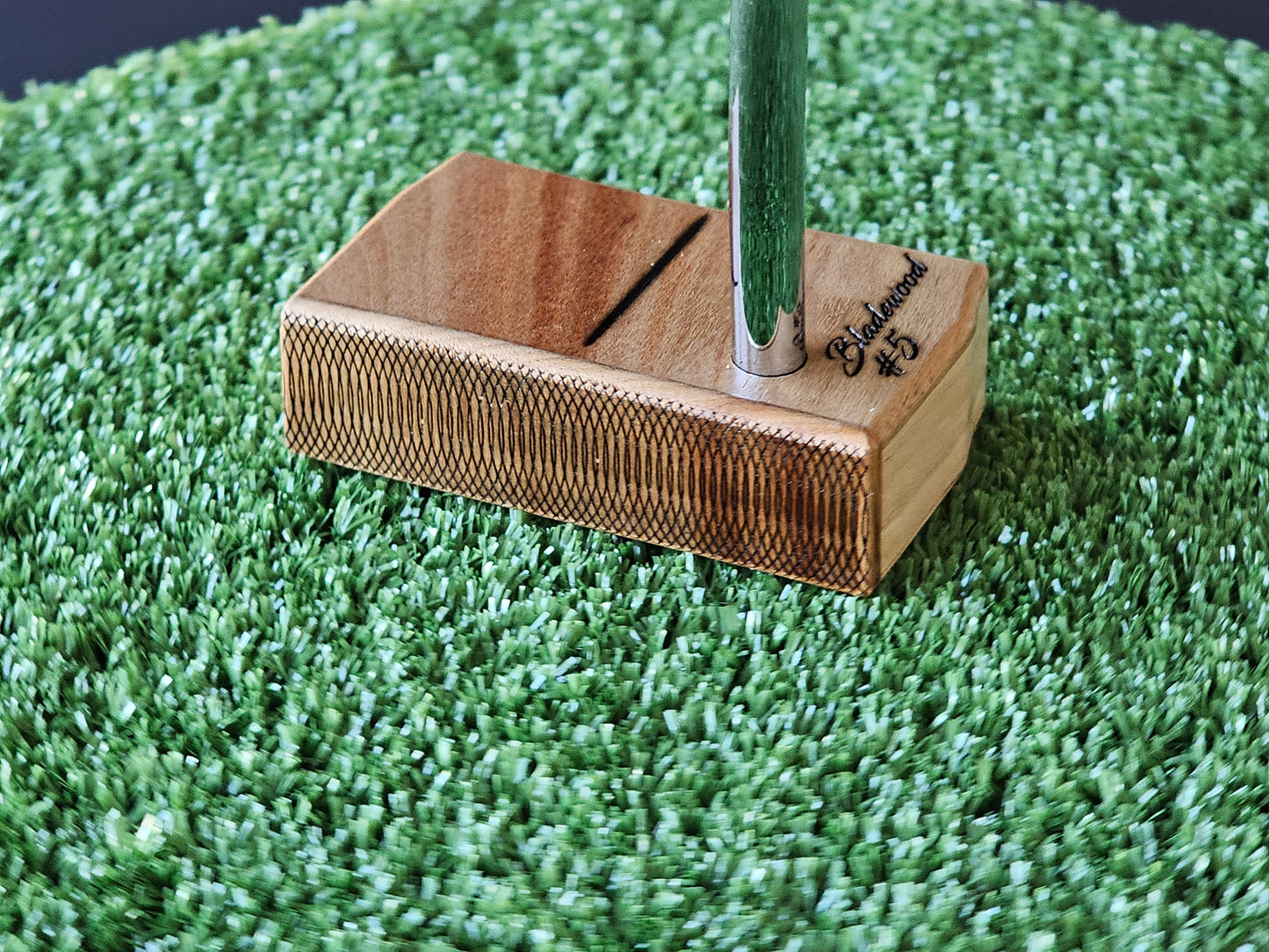 Canary wood top and faceplate putter with Hard Oak Body