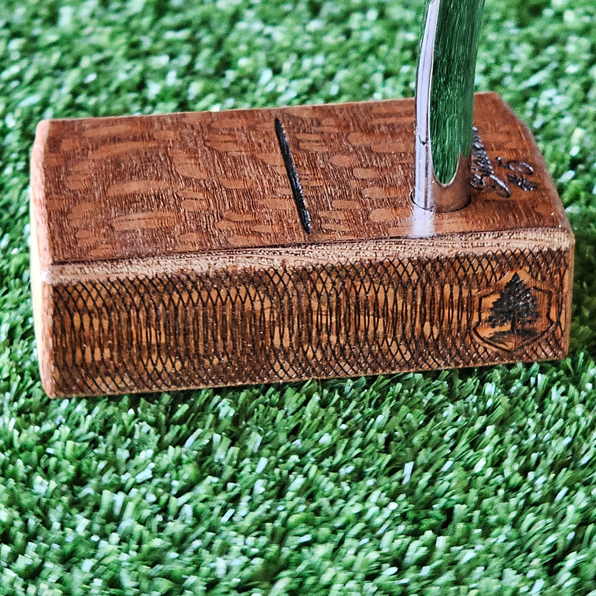 Lacewood top and face plate putter with hard Red Oak body