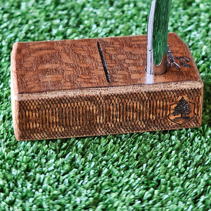 Lacewood top and face plate putter with hard Red Oak body