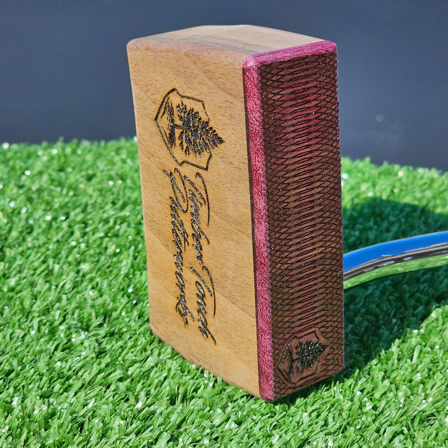 Walnut wood body putter with Purpleheart face Bladewood style putter