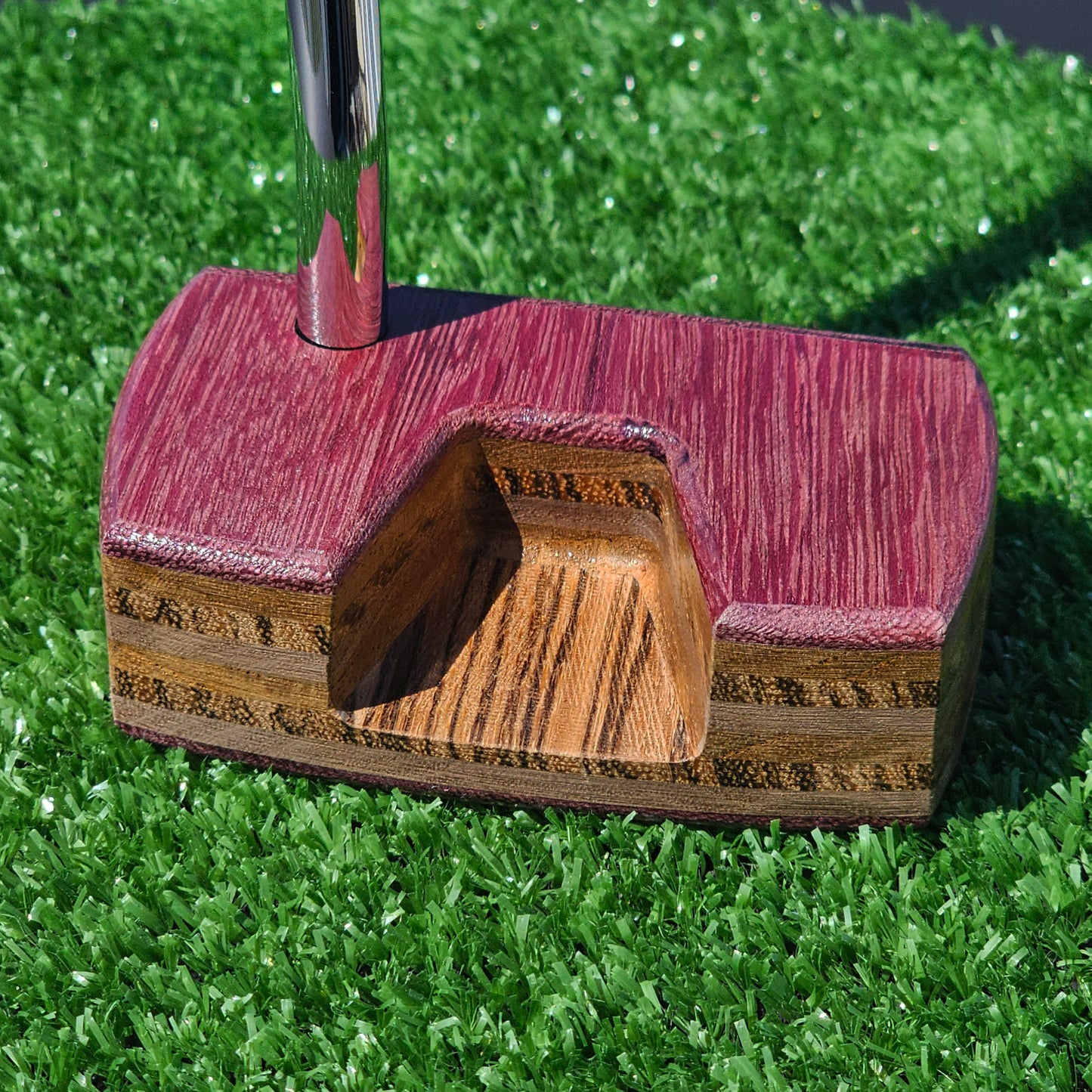 Purpleheart with layered zebrawood body Woodrich putter style