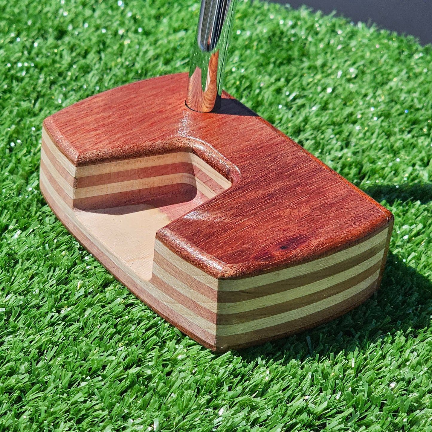 Bloodwood Red Cedar and Oak wood blank putter for custom engraving