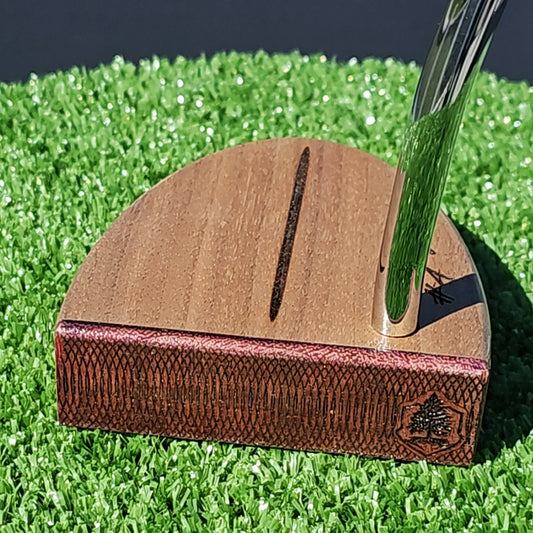 Walnut body putter with Purpleheart face plate