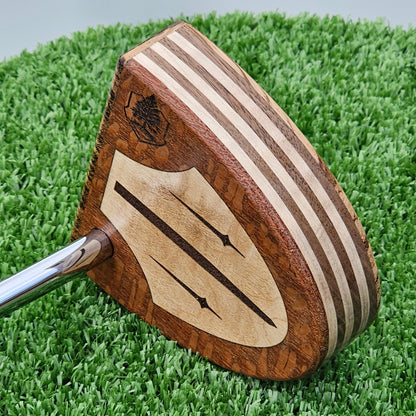 Lacewood and Zebrawood Woodford putter with olivewood inlay