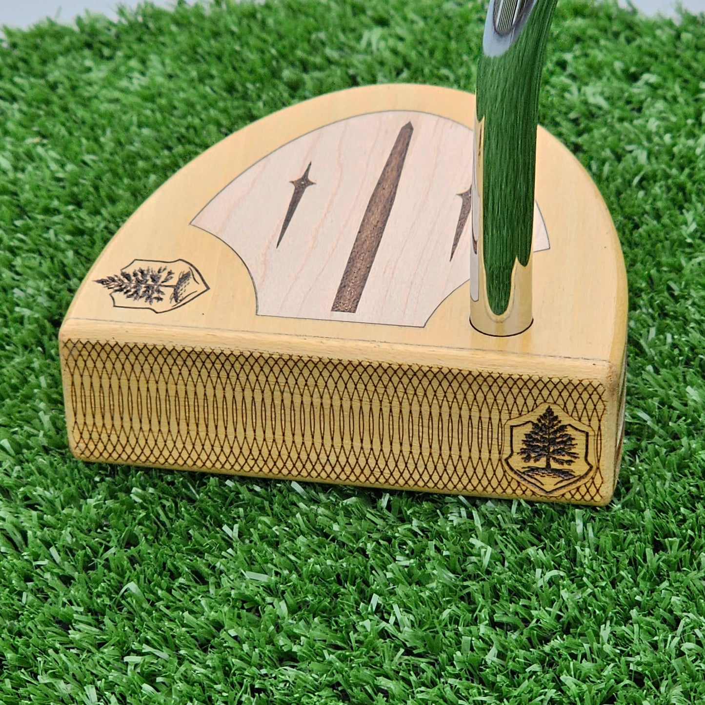 Yellowheart wood putter with various layered wood body