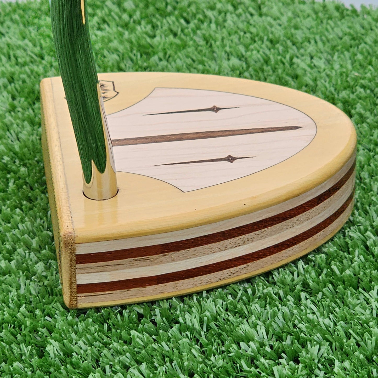 Yellowheart wood putter with various layered wood body