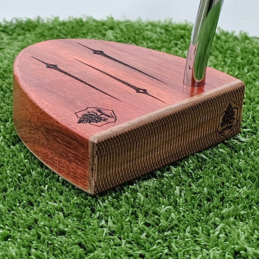 Bloodwood putter with walnut base and face plate