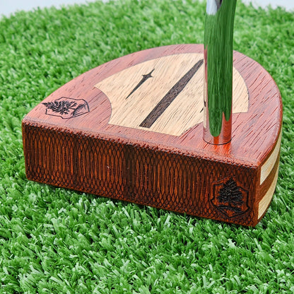 Padauk wood and Hard Maple wood putter with wood plied body and Black Limba inlay