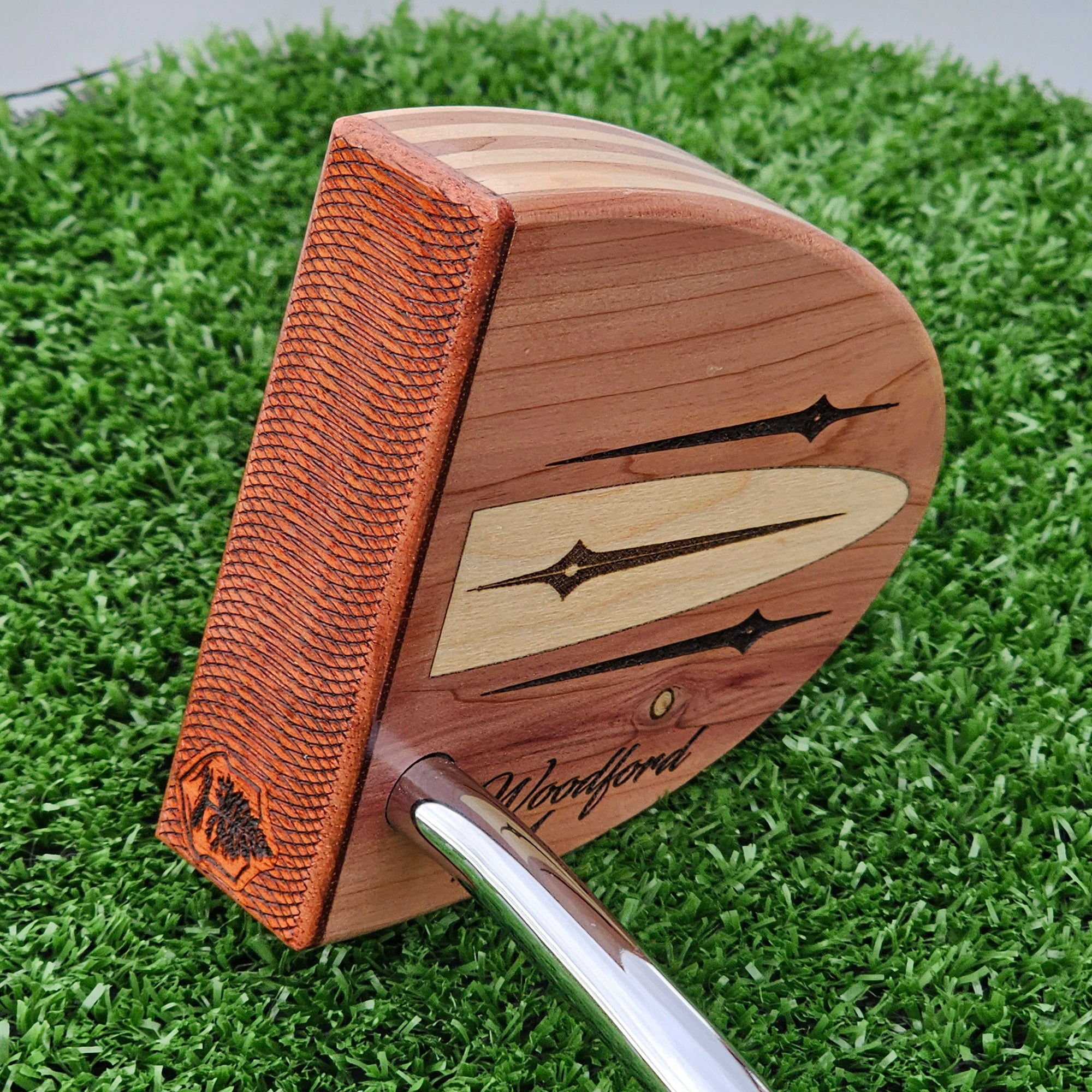 Red Cedar and Hard Maple wood putter with wood plied body and Padauk face