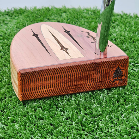 Red Cedar and Hard Maple wood putter with wood plied body and Padauk face