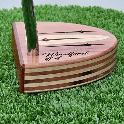 Red Cedar and Hard Maple wood putter with wood plied body and Padauk face