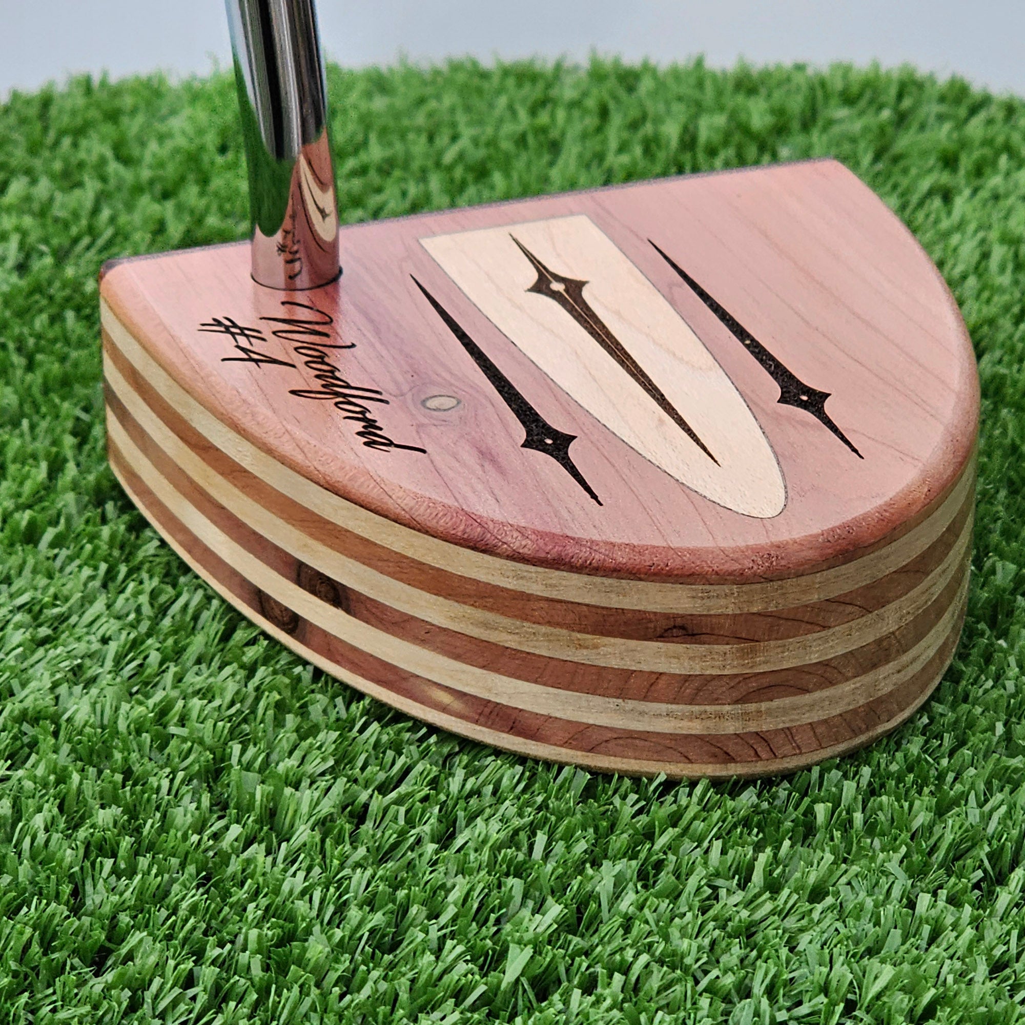 Red Cedar and Hard Maple wood putter with wood plied body and Padauk face