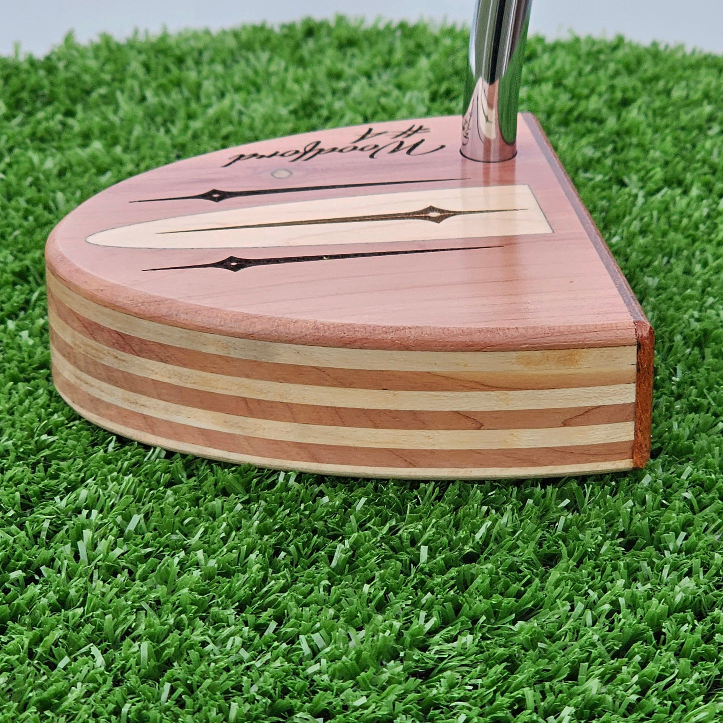 Red Cedar and Hard Maple wood putter with wood plied body and Padauk face